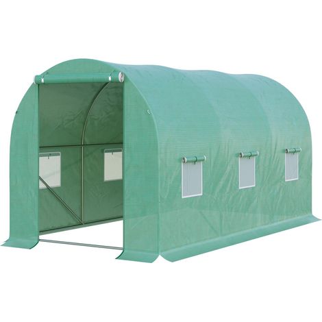 Serra tunnel per pomodori 395 x 195 x 190 cm con 6 finestre a rete e porta avvolgibile (1/5)