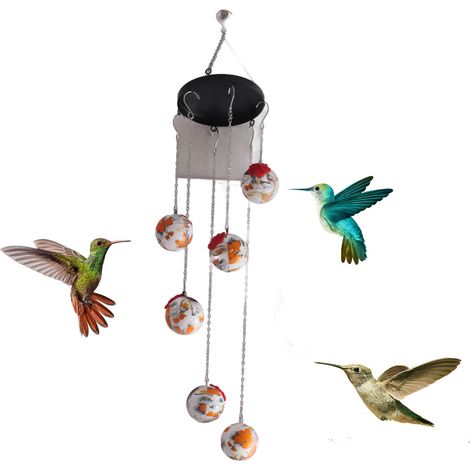 Comedero para pájaros con campanilla – Elemento decorativo para el jardín, con múltiples puntos de alimentación y fabricado con material resistente a la humedad. (1/4)