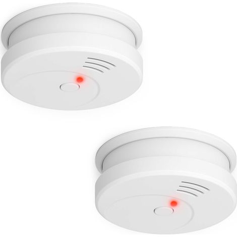 2x Rauchmelder mit 9V Batterie, Lange Lebensdauer, Lautstärke Alarm 85dB, Brandmelder kabellos, DIN EN 14604