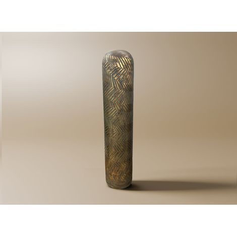Deco In Paris – Vase XL en polyrésine vert sauge et doré H68 cm – Finitions résistantes aux chocs – Motifs chevron décoratifs – Élégance contemporaine