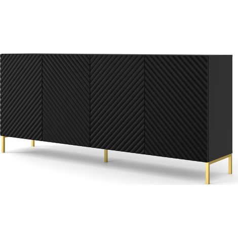 Kommode SURF 200 cm 4D schwarz matt gefräst (1/5)