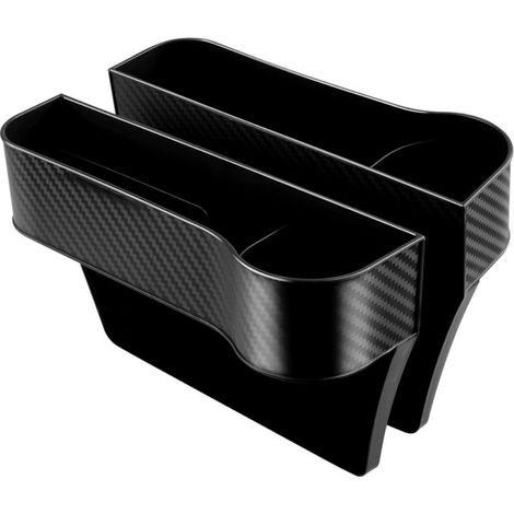 Seitenorganizer für Autositze, 2er-Set Konsolenseitentaschen, multifunktionale Aufbewahrungsbox mit Getränkehalter, Autoinnenausstattung (schwarz)