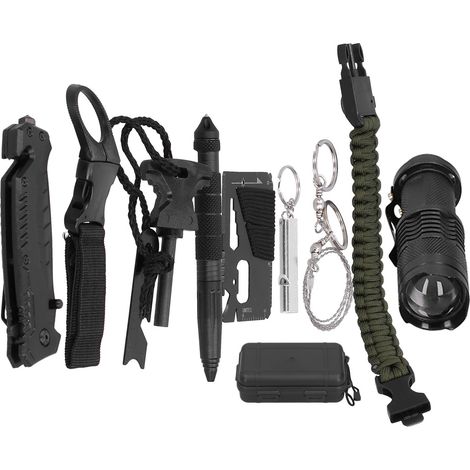 Multifunktionales Outdoor-Camping-Überlebenskompass-Set mit Notfallausrüstung und Feuerstein-Motiven (1/5)