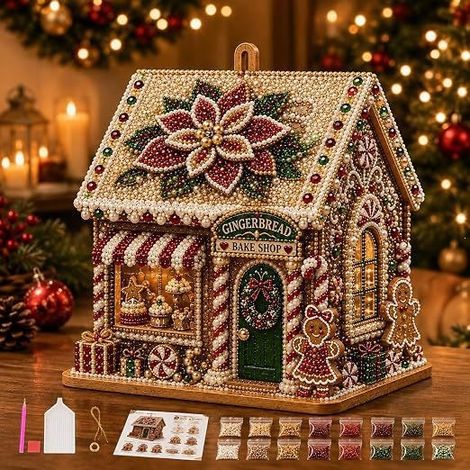 Nouveau kit de maison de Noël tendance et mignon à faire soi-même avec des perles -- Kit de maison de Noël à faire soi-même - D --