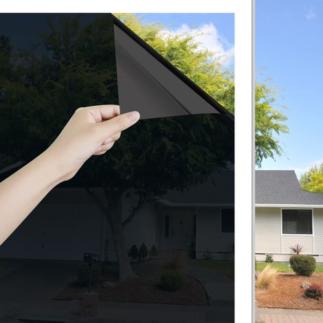 Film de protection solaire autocollant,Protection contre la chaleur,Film miroir,Pour l'intérieur,Transparent,Pour l'extérieur,Opaque,Anti-UV,Pour le bureau et la maison,Noir,60x200 cm (1/5)