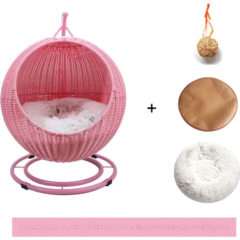 Panier en rotin pour chat, panier d'été pour animaux, panier rafraîchissant pour chien, panier suspendu pour chat, tapis pour chat toutes saisons