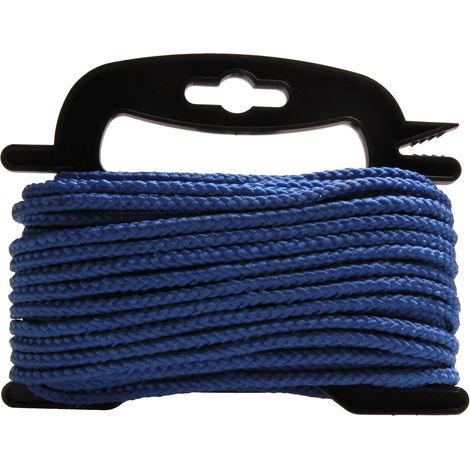 Corde de maçon 5 mm x 20 m - Bleu - Polypropylène Tressé - Résistance 150 kg - avec Enrouleur