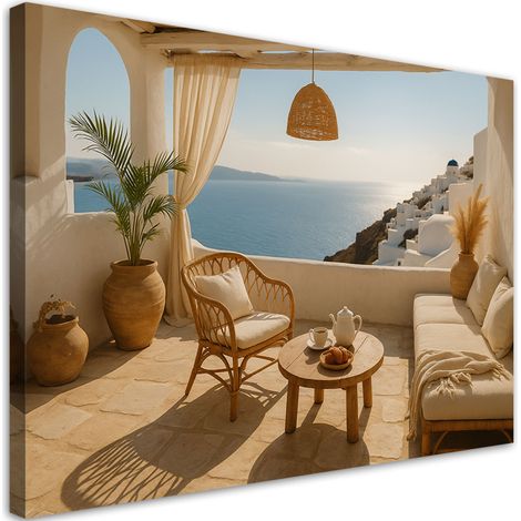 Wandbild Blick von der Terrasse Santorini 90x60 cm (1/5)