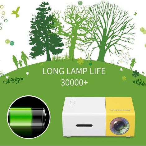 Filiyano – Projecteur multimédia Excelvan YG300 - Mini projecteur - Cinéma maison 1080p - Lecteur pour enfants 320 x 240 - Jaune et blanc (1/4)