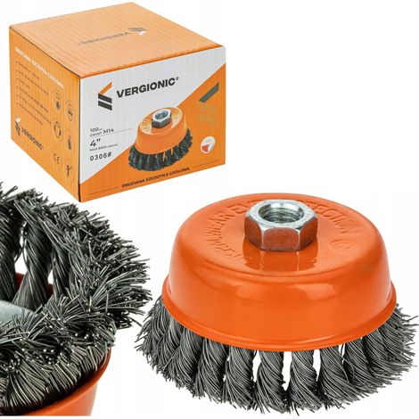 Cepillo frontal de alambre trenzado M14 100mm Vergionic