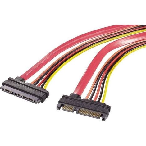 disque dur, alimentation Rallonge [1x SATA mâle 7+15 pôles - 1x SATA femelle 7+15 pôles] 0.50 m rouge, orange, noir, jaune Y093581 (1/2)
