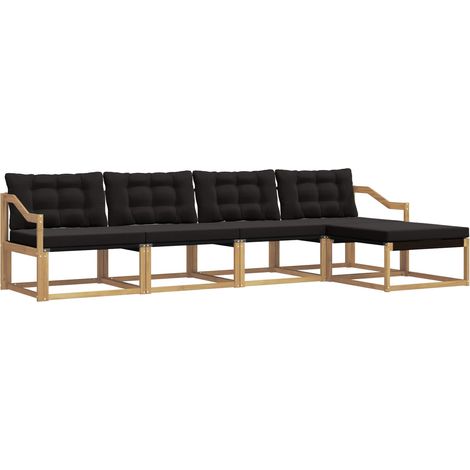 Outdoor Sofa Set with Cushion 5 pcs White and Black vidaXL (1/5)