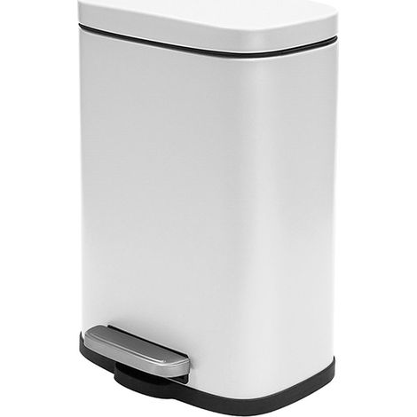 Pattumiera a pedale in acciaio 5lt bianco opaco con chiusura rallentata Axin (1/4)