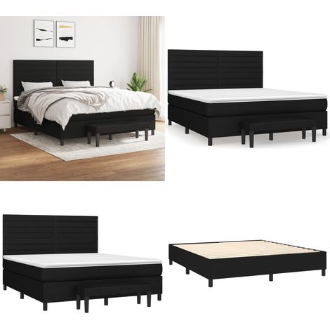 Boxspringbett mit Matratze Schwarz 160x200 cm Stoff - Boxspringbett - Doppelbett - Schlafraum - Bettenrahmen - Matratze - Home & Living (1/5)