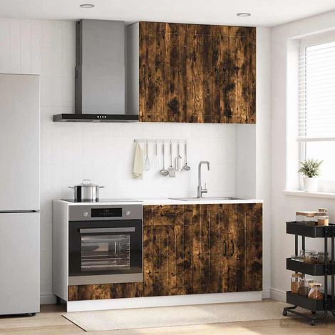 vidaXL Unité de cuisine LUCCA 5 pcs Chêne fumé Bois d'ingénierie (1/5)