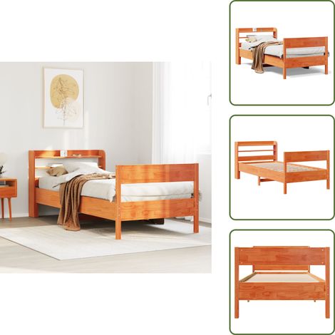 Cabecero de cama - vidaXL Estructura de cama sin colchón madera maciza marrón 75x190 cm - Estantes de almacenamiento