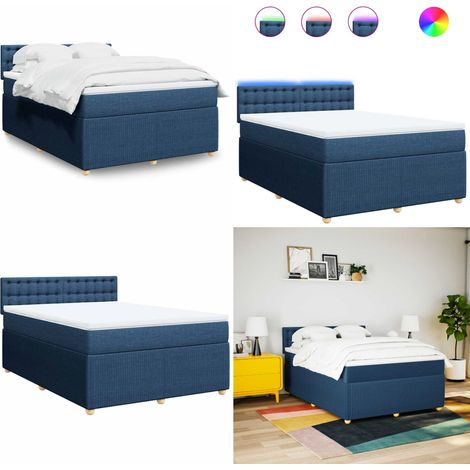 vidaXL Sommier à lattes de lit avec matelas Bleu 160x200 cm Tissu (1/5)
