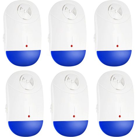 Lot de 6 répulsifs électroniques anti-nuisibles non toxiques à brancher prises EU 90-240V pour souris moustiques fourmis araignées cafards