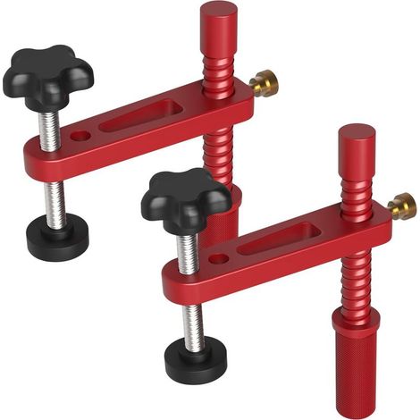 Lot de 2 colliers de serrage pour chien de banc de 19 mm,pinces de maintien à action rapide,pinces MFT réglables en métal à action rapide pour établi de travail du bois (19 mm) (1/5)