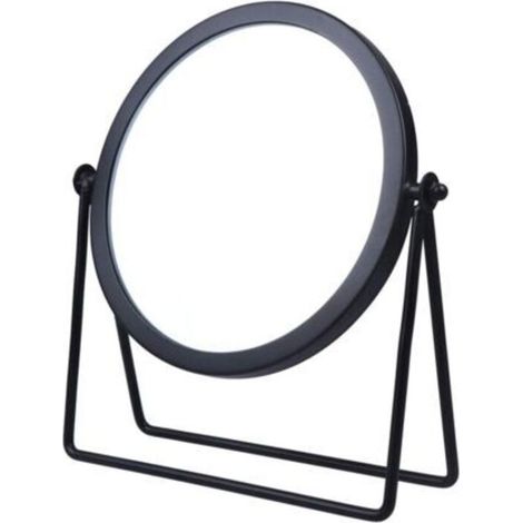 Round Round Metal Frame Swivel Makeup Mirror for Tabletop Black