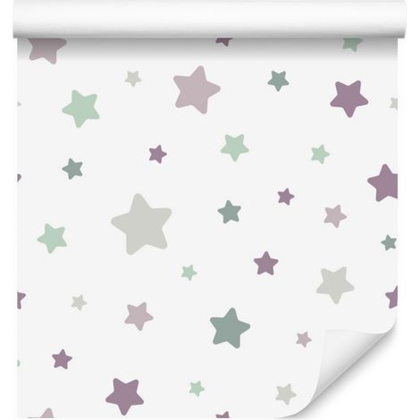 Papel pintado de estrellas de colores para salón y dormitorio, 50x1000 cm. (1/5)