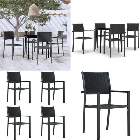 Ensemble à manger de jardin 5 pcs Noir - Ensemble de salle à manger - Table de jardin (1/5)