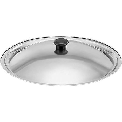 Couvercle universel pour casserole, poêle et poêle en acier inoxydable, couvercle de rechange avec bouton en bakélite (29,5 cm)-29.50X29.50X7.00CM-Silver (1/2)