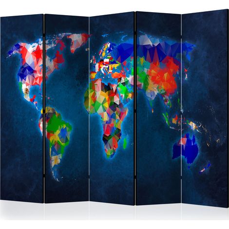 Paravento - Room divider – Colorful map - 225x172 (1/4)