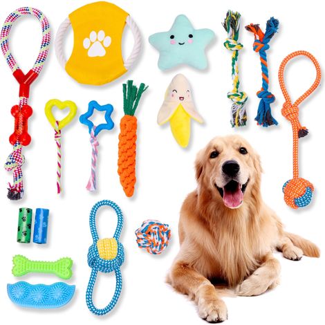 Set di 16 pezzi di giocattoli per cani FRANKIE per il tiro alla fune.