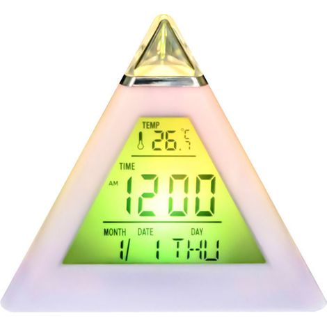 Réveil numérique LED avec changement de couleur, fonctionne sur piles, calendrier pour chambre d'enfant (1/5)