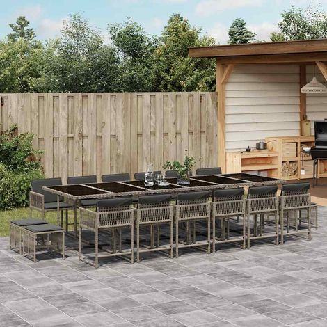 Ensemble à manger de jardin 17 pcs-Salon de jardin et coussins résine tressée 874244 (1/5)