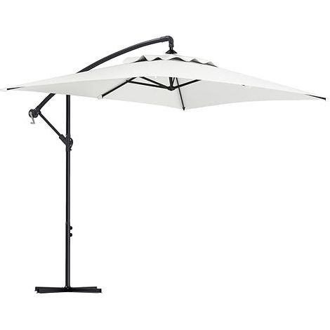 Parasol déporté 3 x 2 m parasol rectangulaire avec manivelle et 6 baleines acier Crème (1/5)