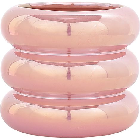 Multifunktionale minimalistische rosa Keramik-Donut-Vase für Hochzeiten, Wohnzimmer, Büro [Keramik-Donut-Vase 13,5 cm, rosa, Donut-Form, dekorative Vase] (1/3)