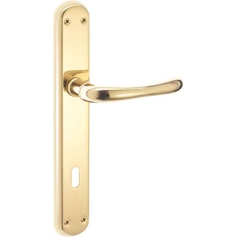 Maniglia sette con placca patent in ottone finitura lucido 90 mm