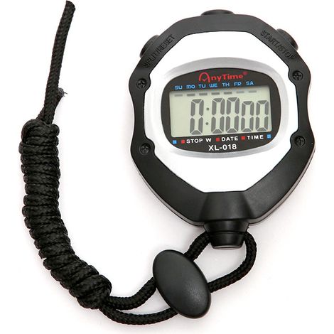 Digitale Stoppuhr, Sportstoppuhr mit Trittfrequenz- oder Tempomessung, Rundenzeitspeicher, Sekundenstoppuhr, großem hintergrundbeleuchtetem LCD-Display, multifunktionale Stoppuhr zum Schwimmen und Lau (1/5)