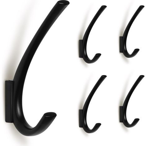 Wandhaken aus Zinklegierung, geeignet für Ankleidezimmer, Wohnzimmer, Schlafzimmer, Badezimmer, Wandgarderobe (matt schwarz)