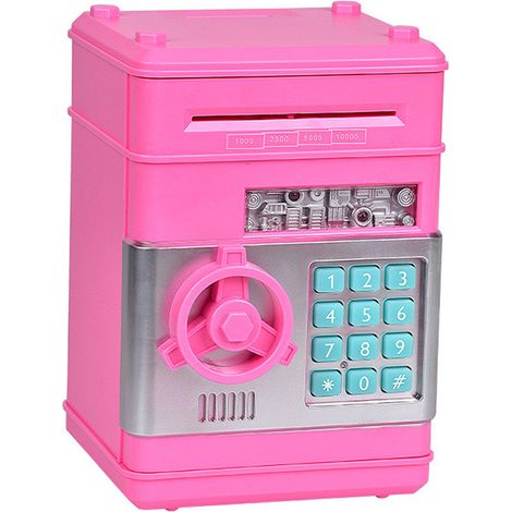 Tirelire en forme de cochon rose avec code, coffre-fort et musique. (1/4)
