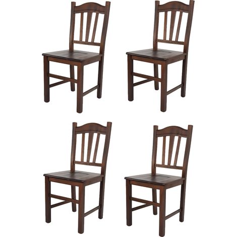 Tommychairs - Set 4 sedie modello Silvana per cucina bar e sala da pranzo, robusta struttura in legno di faggio color noce scuro e seduta in legno (1/5)