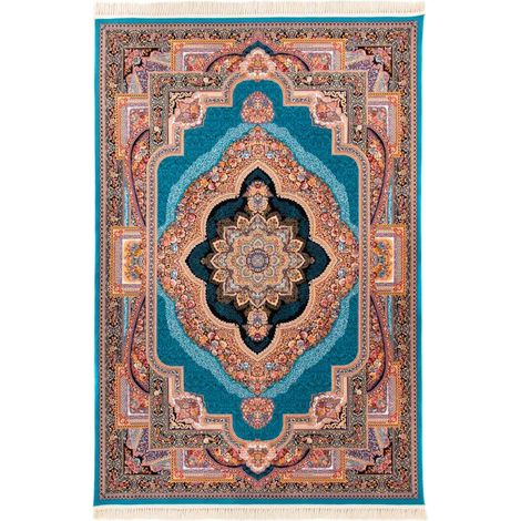 Tapis persan Abram  - 150x100cm, Rectangular - 100% Acrylique - Tissé - Bleu