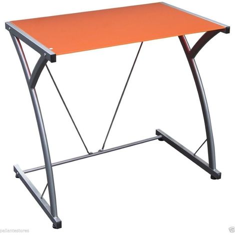 SCRIVANIA PC VETRO TEMPERATO DESIGN Z TAVOLO STUDIO UFFICIO STRUTTURA FERRO