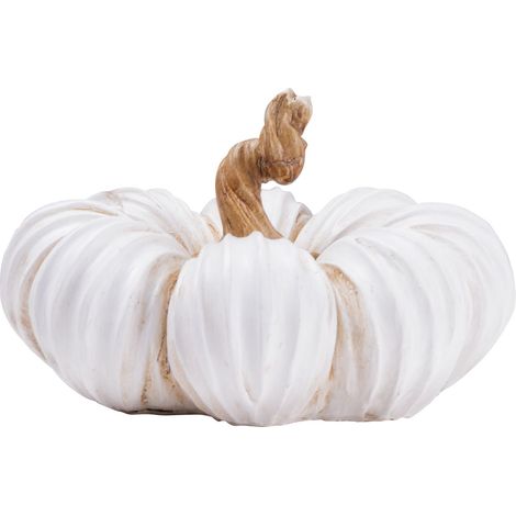 TrendLine Deko Kürbis 17 x 8,5 cm cremeweiß Dekoration Herbst Herbstdeko