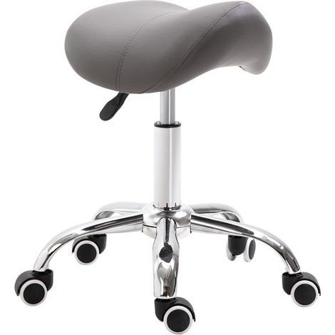 SGABELLO DA LAVORO A SELLA CON RUOTE E ALTEZZA REGOLABILE 52X53X49-61CM GRIGIO (1/5)