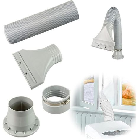 Kit de ventana para aire acondicionado portátil, manguera de escape de aire para aire acondicionado, 105 mm de diámetro, longitud ajustable de 0,7 a 1,7 m, para aires acondicionados y campanas extract (1/5)