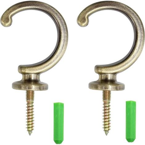 2 Pièces Crochet Porte Rideau Vintage, Crochets de Plafond à Visser, Crochet Pommeau Vintage, Crochets Hémisphèrique, pour Rideaux, Plafonds Muraux en Bois (Bronze) (1/5)