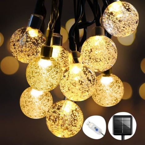 Guirlande Lumineuse - Solaire - 20 M - 60 Led - 8 Modes - Blanc Chaud - 1 Pièce (1/4)