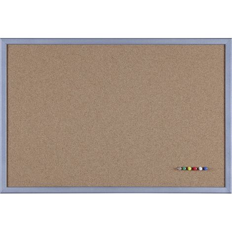 Vigo Pinnwand aus Kork, Rahmen silber, 60 x 40 cm, incl. 5 Pinnadeln Magnettafel & Pinnwand