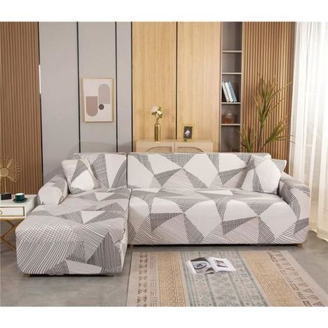 Housse de Canapé d\'angle Imprimé Housse Canapé en Forme L Extensible Housse de Canapé(2 Places+3 Places) (1/4)