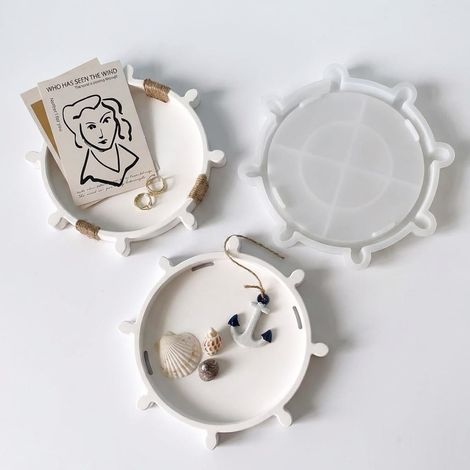 Moules en silicone maritime - Moule en silicone - Gouvernail de bateau - Plateau en plâtre pour couler - Assiette pour résine époxy (1/5)