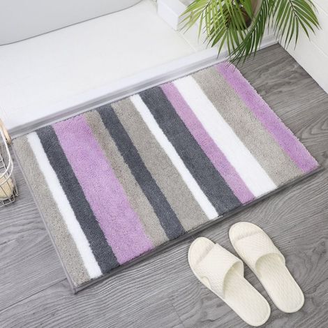 Tapis de Bain Antidérapant Lavable en Machine,Tapis de Douche Ultra Doux Absorbant épaissi Decoration Salle de Bain Microfibre,violette,60x90cm (1/5)