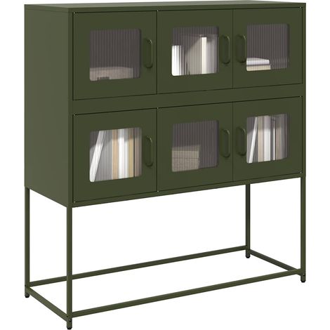 Sideboard Olivgrün 100,5x39x107 cm Kaltgewalzter Stahl